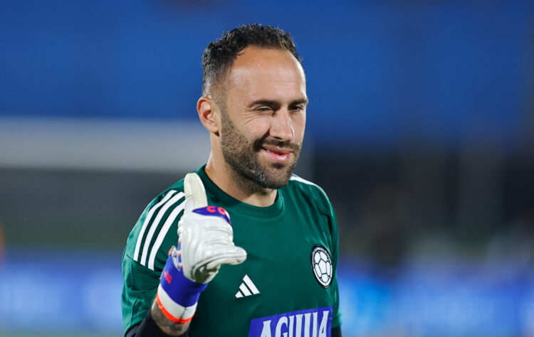 David Ospina of Colombia reacts prior to the South American Qualifier match between Uruguay and Colombia at Centenario Stadium on November 15, 2024...