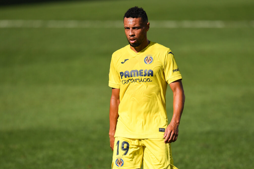 Francis Coquelin of Villarreal CF looks on during the La Liga Santander match between Villarreal CF and SD Eibar at Estadio de la Ceramica