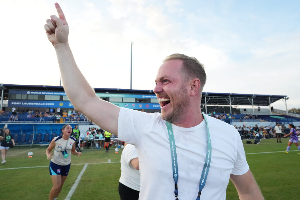 Arsenal 19yo playmaker joins San Diego Wave 5 Jonas Eidevall, Head Coach of San Diego Wave FC, celebrates victory after the match between Tigres and San Diego Wave FC