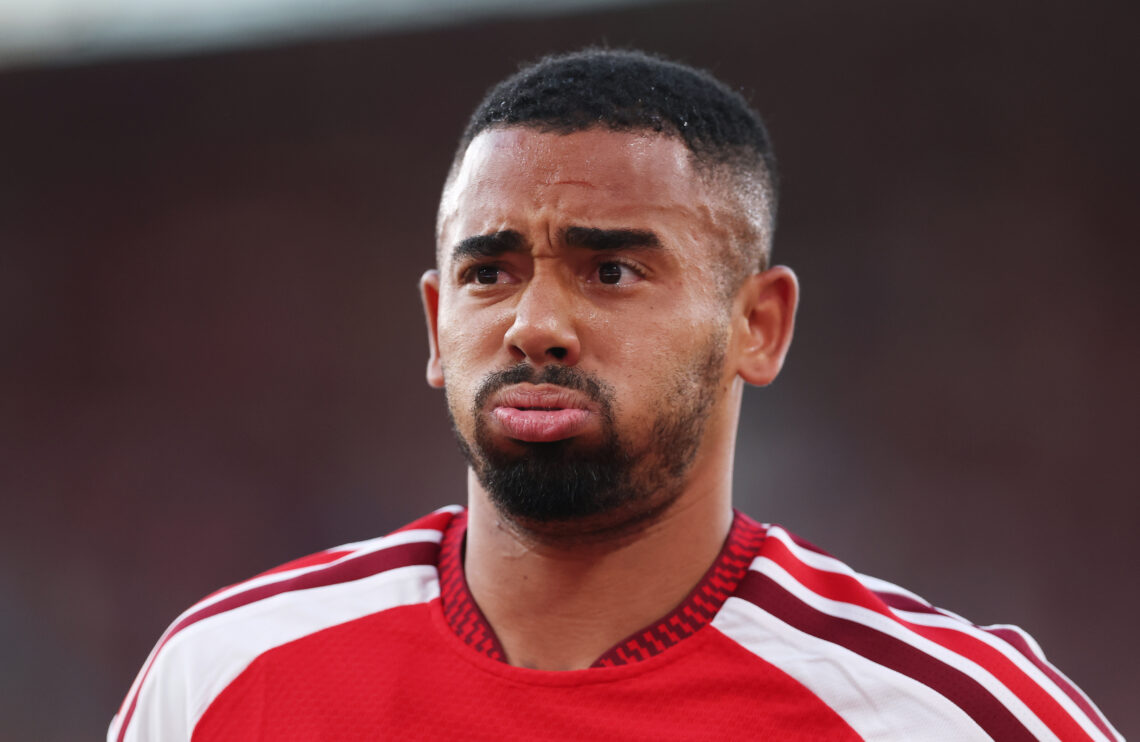 Gabriel Jesus of Arsenal reacts during the pre-season friendly match between Arsenal FC and Como Calcio at Emirates Stadium on August 12, 2026 in L...