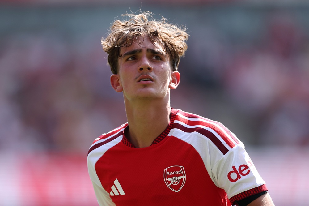 Max Dowman of Arsenal during the pre-season friendly match between Arsenal FC and Borussia Dortmund at Emirates Stadium on August 09, 2026 in London, England. (Photo by Justin Setterfield/Getty Images)