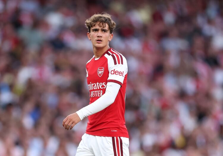 Max Dowman of Arsenal during the pre-season friendly match between Arsenal FC and Como Calcio at Emirates Stadium on August 12, 2026 in London, Eng...
