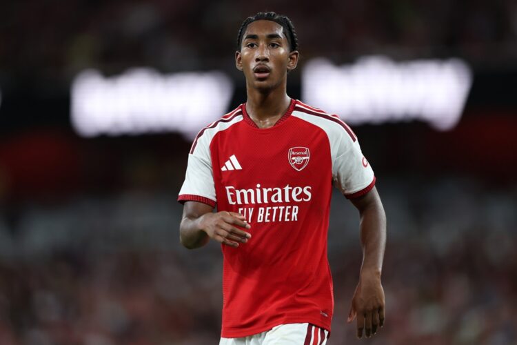 Marli Salmon of Arsenal during the pre-season friendly match between Arsenal FC and Como Calcio at Emirates Stadium on August 12, 2026 in London, E...