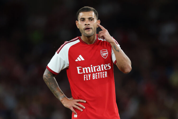 LONDON, ENGLAND - AUGUST 12: Bruno Guimaraes of Arsenal during the pre-season friendly match between Arsenal FC and Como Calcio at Emirates Stadium...