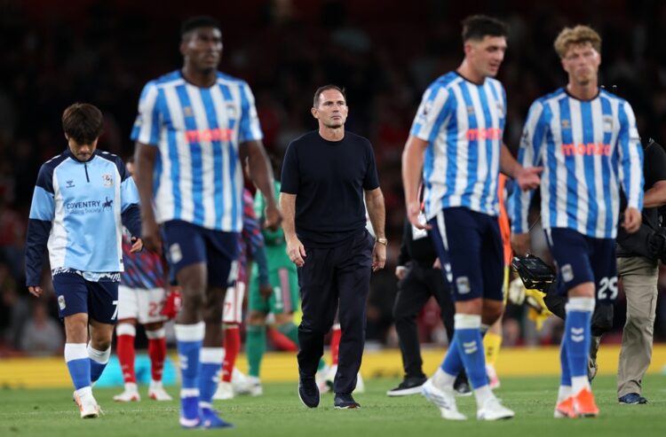 Frank Lampard, Manager of Coventry City walks off the pitch after defeat in the Premier League 2026/27 match between Arsenal FC and Coventry City a...