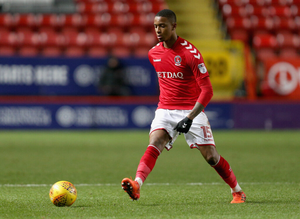 LONDON, ENGLAND - NOVEMBER 28: Ezri Konsa of Charlton Athletic runs with the ball during the Sky Bet League One match between Charlton Athletic and Peterborough United at The Valley on November 28, 2017 in London, England. (Photo by James Chance/Getty Images)