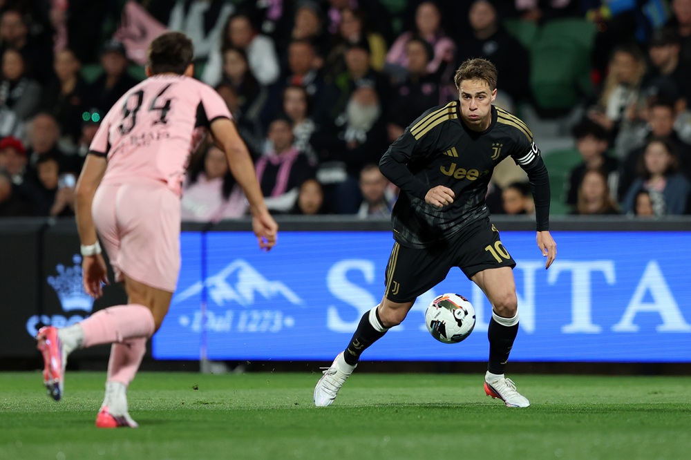 Kenan Yildiz of Juventus in action during the match between Juventus and Palermo at HBF Park on August 11, 2026 in Perth, Australia. (Photo by Janelle St Pierre/Getty Images)