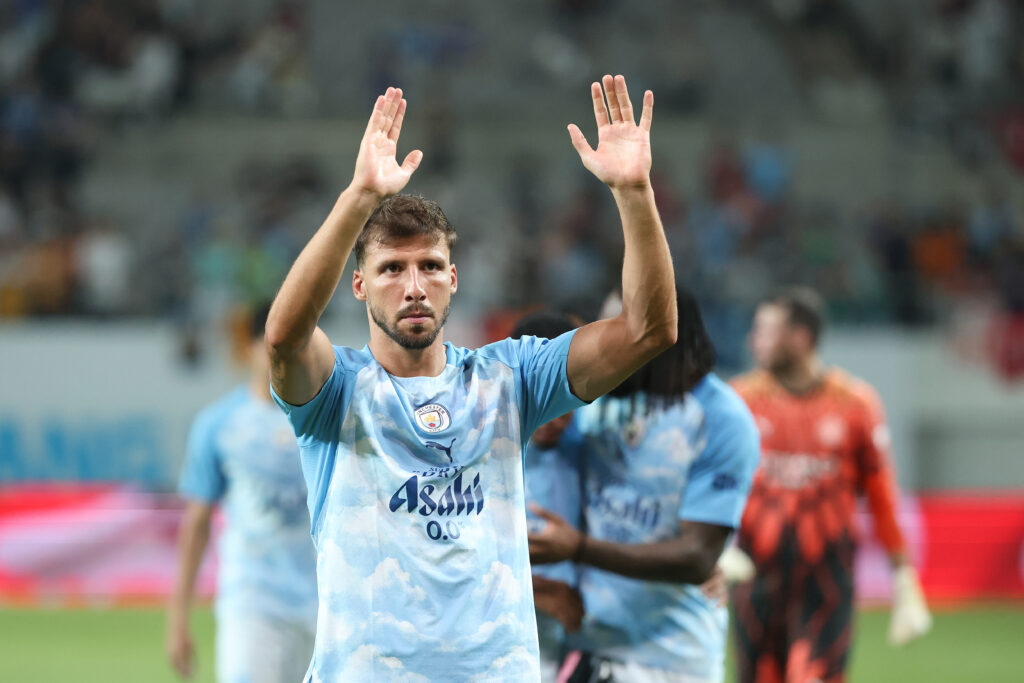 Man City captain named for Arsenal match 4 SEOUL, SOUTH KOREA - AUGUST 05: Ruben Dias and players of Manchester City wave to fans after the preseason friendly match between Manchester City and Team K League at Seoul World Cup Stadium on August 05, 2026 in Seoul, South Korea. (Photo by Chung Sung-Jun/Getty Images)