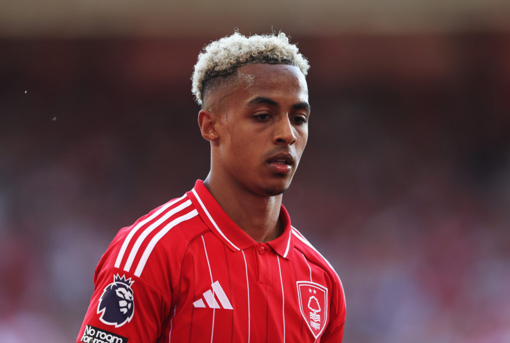 NOTTINGHAM, ENGLAND - MAY 24: Omari Hutchinson of Nottingham Forest during the Premier League match between Nottingham Forest and Bournemouth at City Ground on May 24, 2026 in Nottingham, England. (Photo by Cameron Smith/Getty Images)