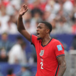 EAST RUTHERFORD, NEW JERSEY - JUNE 27: Ezri Konsa #2 of England during the FIFA World Cup 2026 Group L match between Panama and England at New York New Jersey Stadium on June 27, 2026 in East Rutherford, New Jersey. (Photo by Richard Pelham/Getty Images)