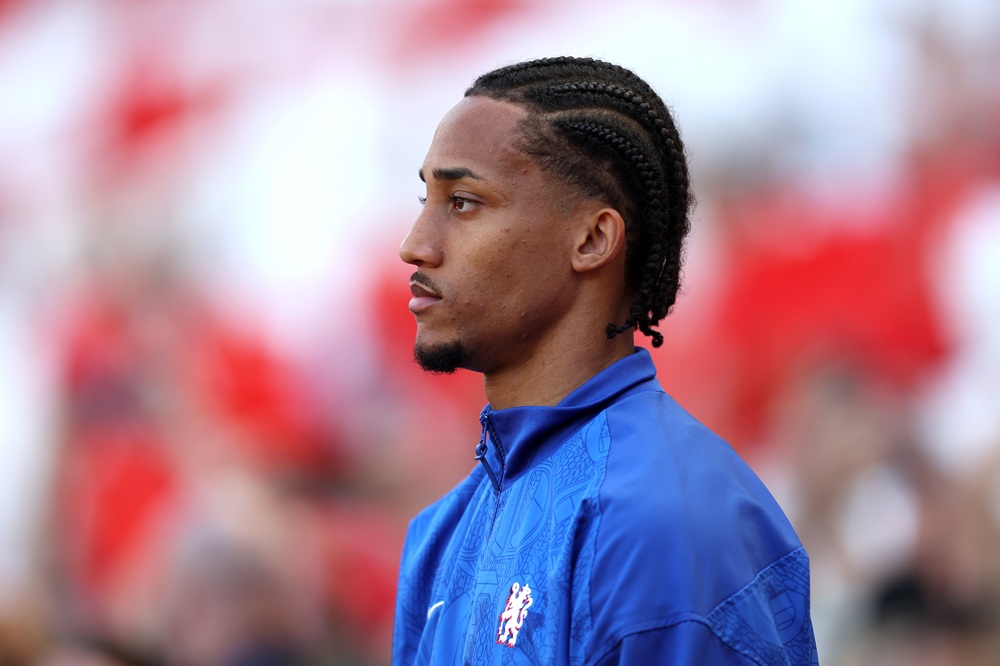Joao Pedro of Chelsea takes to the field prior to the Premier League match between Sunderland and Chelsea at Stadium of Light on May 24, 2026 in Sunderland, England. (Photo by George Wood/Getty Images)