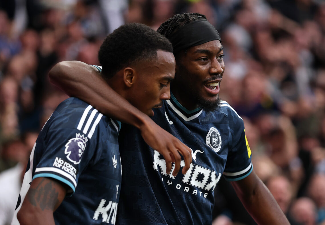 LONDON, ENGLAND - AUGUST 29: Anthony Elanga of Newcastle United celebrates scoring his team’s first goal during the Premier League 2026/27 match be...