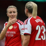 LONDON, ENGLAND - SEPTEMBER 13: Leah Williamson of Arsenal talks to Alessia Russo during the Barclays Women's Super League 2026/27 match between Arsenal FC and Crystal Palace FC at Emirates Stadium on September 13, 2026 in London, England. (Photo by Mike Hewitt/Getty Images)