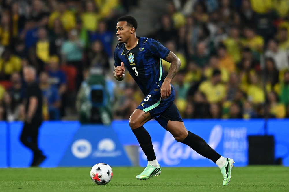 Gabriel dos Santos Magalhaes of Brazil runs with the ball during the international friendly match between Australia Socceroos and Brazil at Suncorp Stadium on September 29, 2026 in Brisbane, Australia. (Photo by Albert Perez/Getty Images)