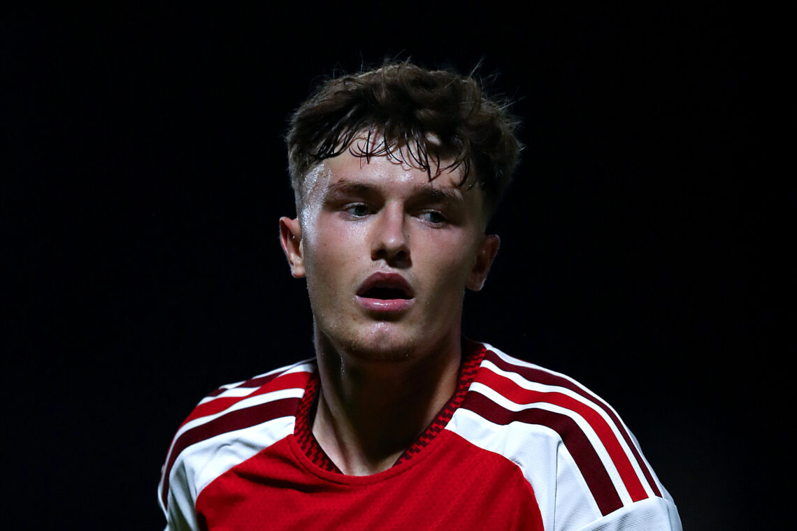 BARNET, ENGLAND - AUGUST 18: Ceadach O'Neill of Arsenal looks on during the Vertu Trophy match between Barnet and Arsenal U21 at The Hive on August...