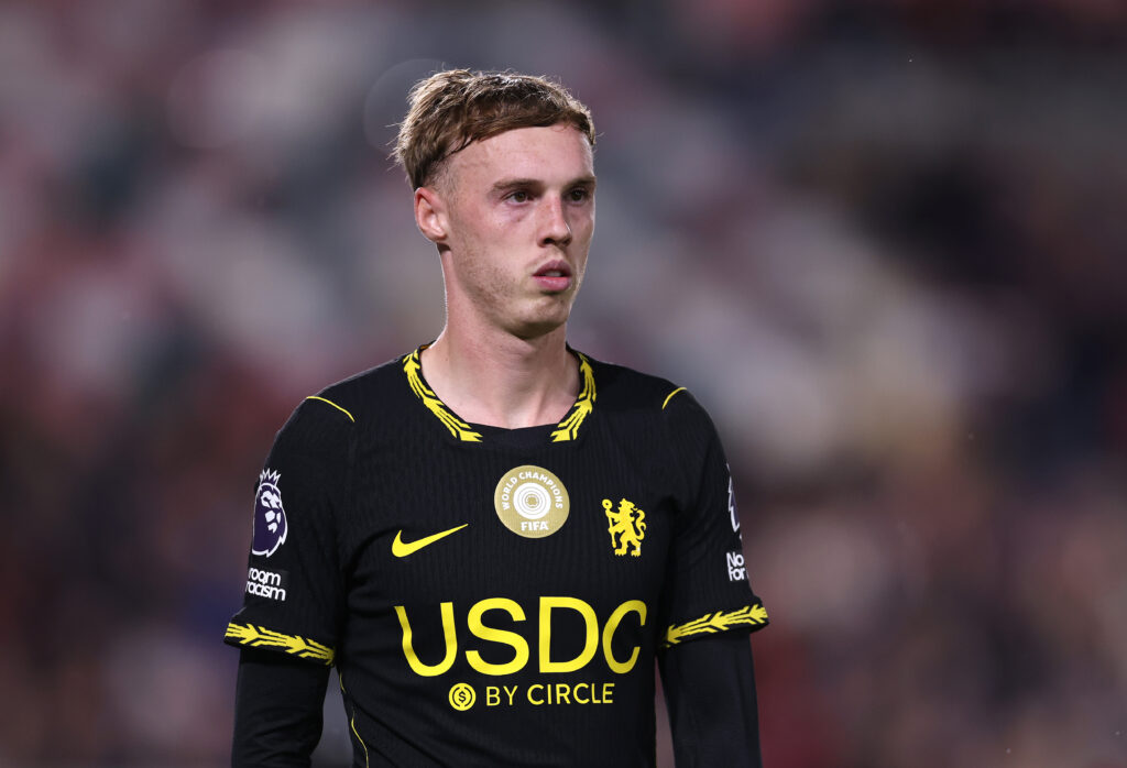 BRENTFORD, ENGLAND - SEPTEMBER 18: Cole Palmer of Chelsea reacts during the Premier League 2026/27 match between Brentford and Chelsea FC at Gtech Community Stadium on September 18, 2026 in Brentford, England. (Photo by Ryan Pierse/Getty Images)