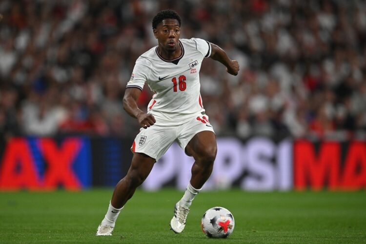 Myles Lewis-Skelly of England in action during the UEFA Nations League 2026/27 group phase match between England and Spain at Wembley Stadium on Se...