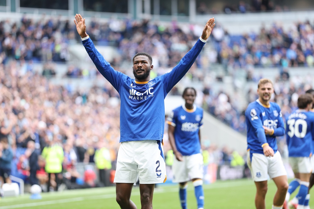Ainsley Maitland-Niles of Everton celebrates his goal during the Premier League 2026/27 match between Everton and Manchester United at Hill Dickinson Stadium on September 06, 2026 in Liverpool, England. (Photo by Michael Regan/Getty Images)