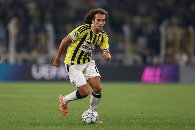 Matteo Guendouzi of Fenerbahce controls the ball during the UEFA Champions League 2026/27 play-offs first leg match between Fenerbahce and OL Lyonn...