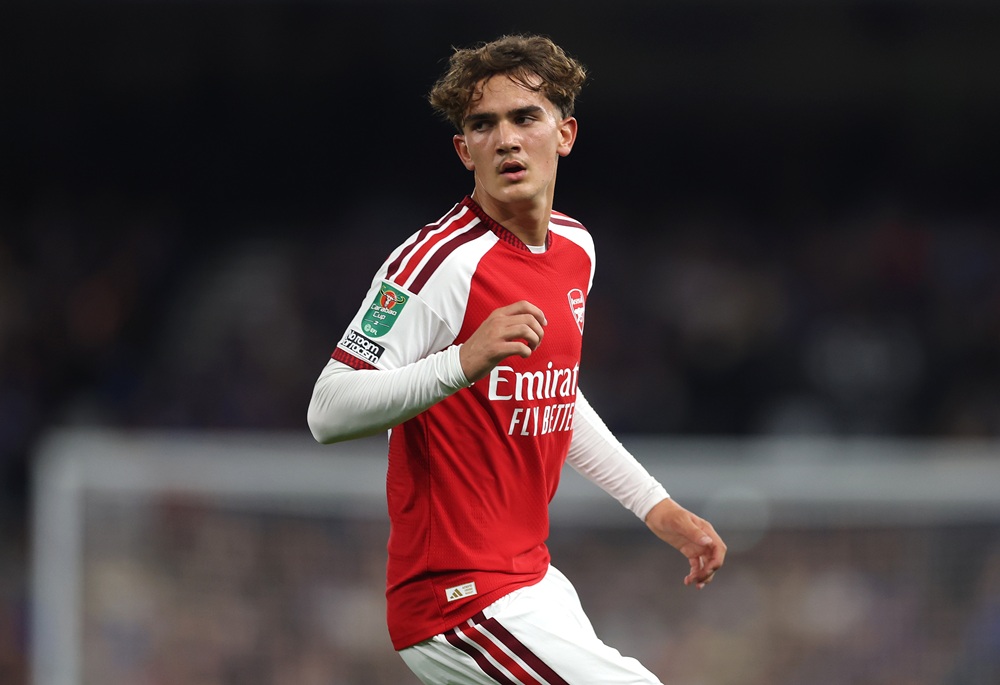 Max Dowman of Arsenal during the Carabao Cup Third Round match between Ipswich Town and Arsenal at Portman Road on September 15, 2026 in Ipswich, England. (Photo by Alex Pantling/Getty Images)