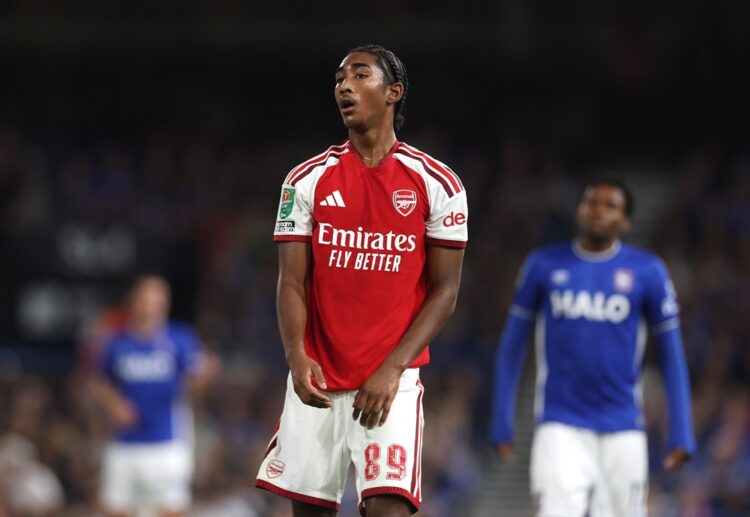 Marli Salmon of Arsenal during the Carabao Cup Third Round match between Ipswich Town and Arsenal at Portman Road on September 15, 2026 in Ipswich,...