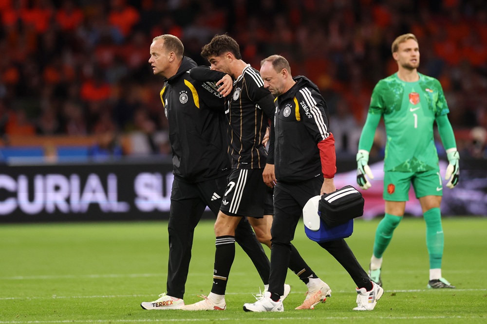 Kai Havertz of Germany reacts during the UEFA Nations League 2026/27 group phase match between Netherlands and Germany at Johan Cruijff Arena on Se...