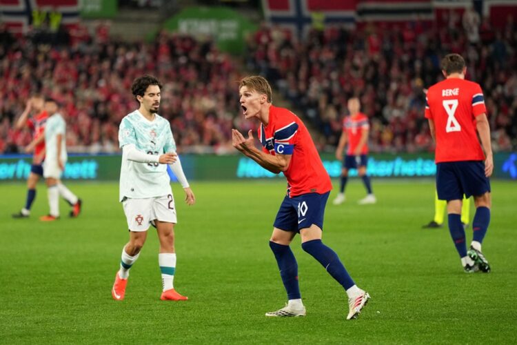 Martin Odegaard of Norway reacts during the UEFA Nations League 2026/27 group phase match between Norway and Portugal at Ullevaal Stadion on Septem...