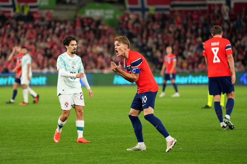 Martin Odegaard of Norway reacts during the UEFA Nations League 2026/27 group phase match between Norway and Portugal at Ullevaal Stadion on Septem...