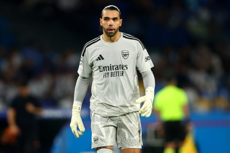David Raya of Arsenal FC during the UEFA Champions League 2026/27 League Phase MD1 match between SSC Napoli and Arsenal FC at Stadio Diego Armando ...
