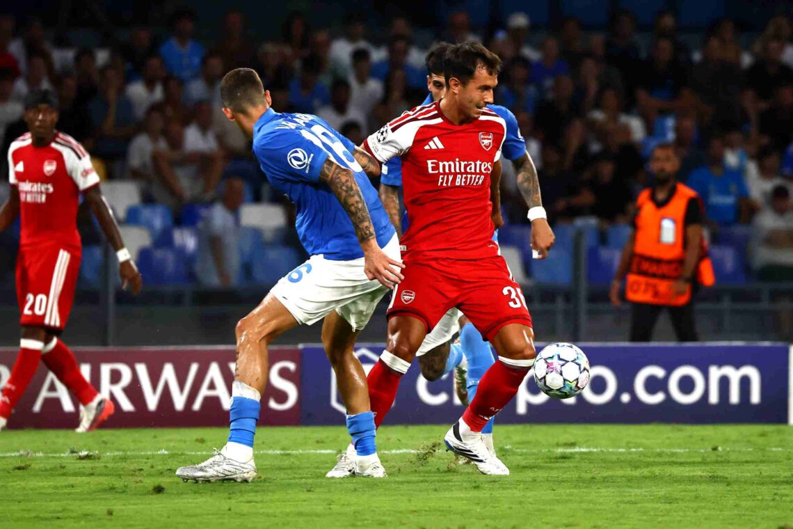 NAPLES, ITALY - SEPTEMBER 09: Martin Zubimendi of Arsenal FC during the UEFA Champions League 2026/27 League Phase MD1 match between SSC Napoli and...