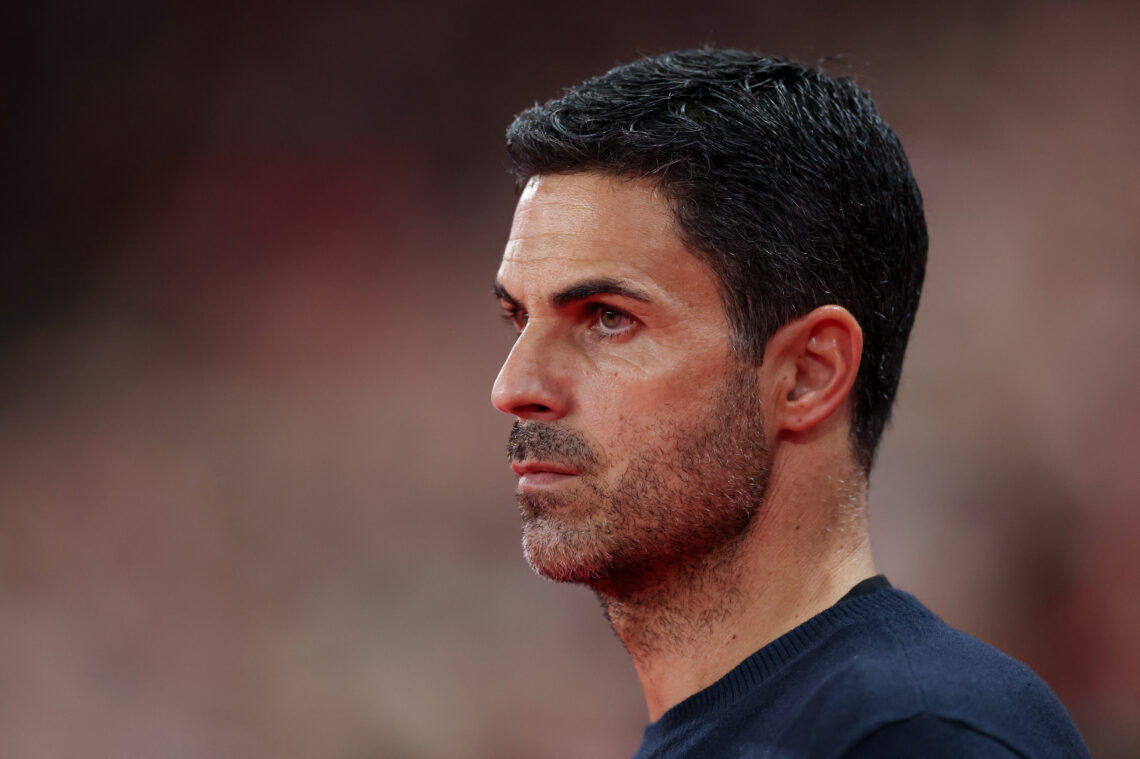 SUNDERLAND, ENGLAND - SEPTEMBER 12: Mikel Arteta, Manager of Arsenal, looks on during the Premier League 2026/27 match between Sunderland and Arsen...