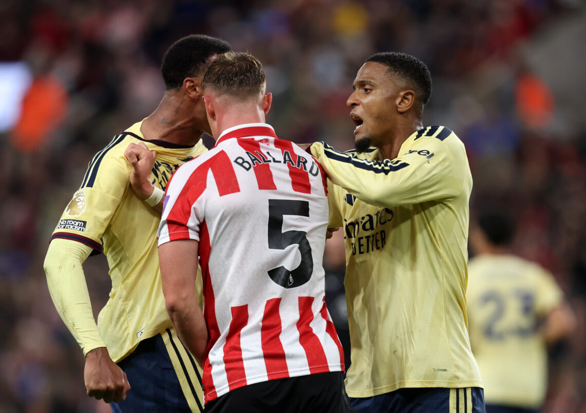 Arsenal to contact Pro Ref over penalty decision in Sunderland clash 1 SUNDERLAND, ENGLAND - SEPTEMBER 12: Ezri Konsa of Arsenal breaks up a clash between Gabriel of Arsenal and Daniel Ballard of Sunderland during the ...
