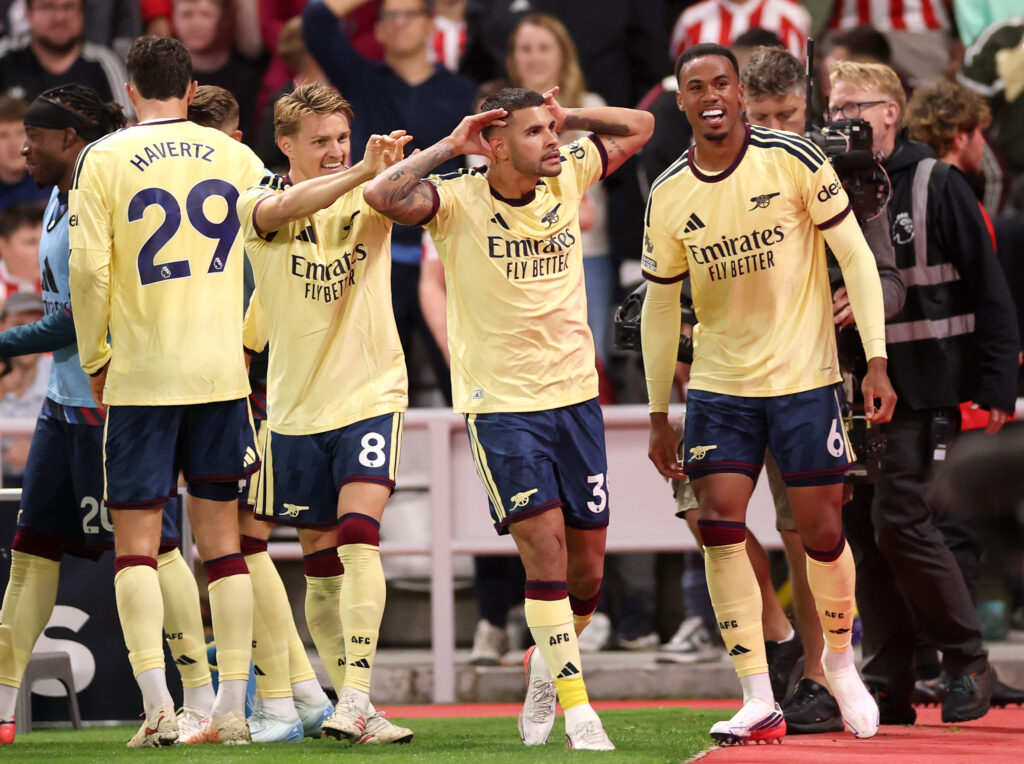 Pro Ref called out after errors in Arsenal and Manchester United games 11 SUNDERLAND, ENGLAND - SEPTEMBER 12: Bruno Guimaraes of Arsenal celebrates scoring his team’s first goal with teammates Martin Odegaard and Gabriel during the Premier League 2026/27 match between Sunderland and Arsenal FC at Stadium of Light on September 12, 2026 in Sunderland, England. (Photo by Stu Forster/Getty Images)
