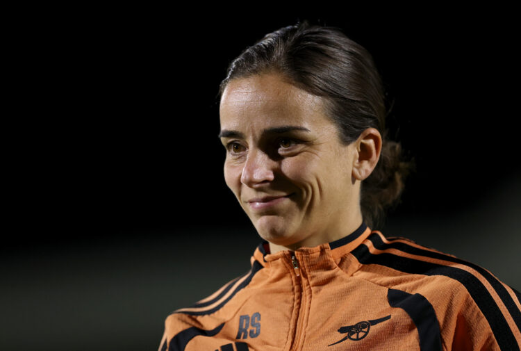 Renee Slegers, Manager of Arsenal, looks on before the UEFA Women's Champions League 2026/27 League Phase MD1 match between Arsenal FC and HB Koge ...