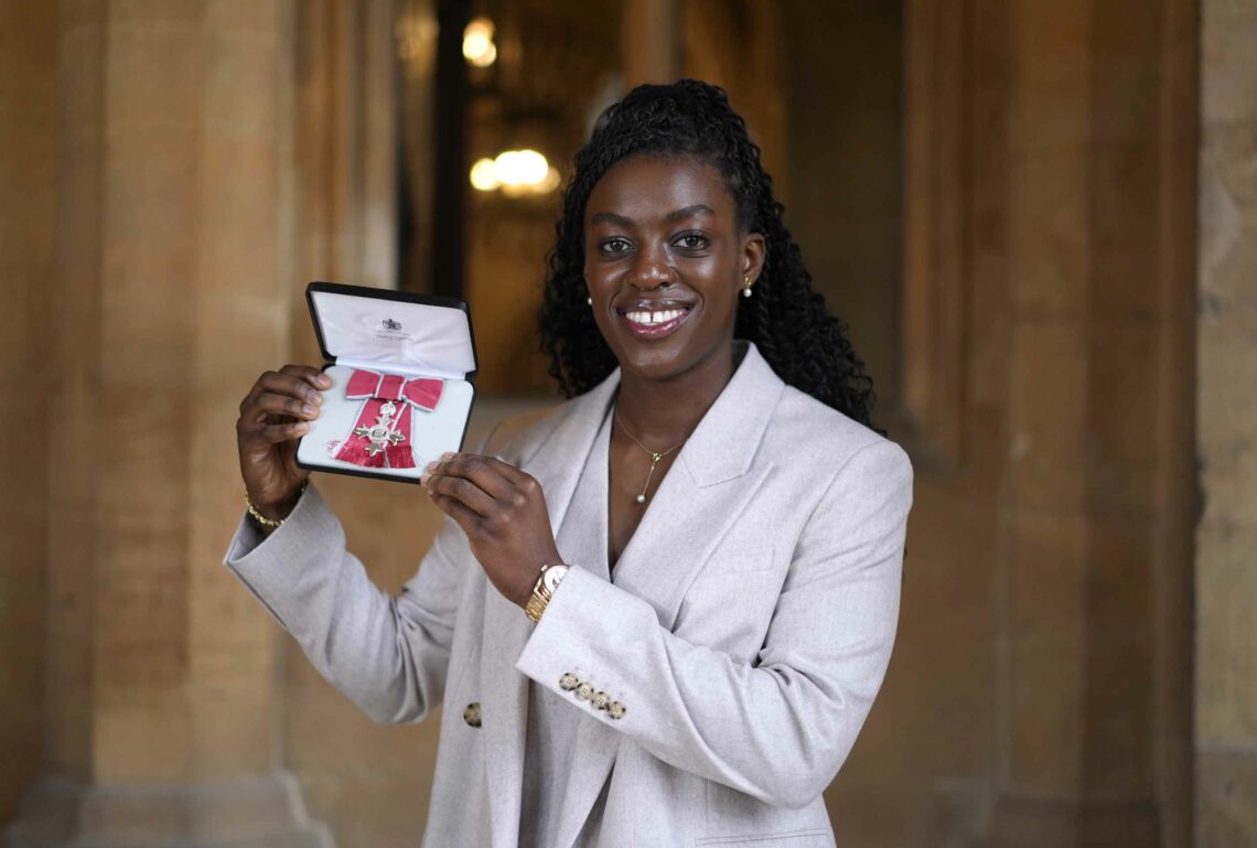 Michelle Agyemang after being made a Member of the Order of the British Empire (MBE) at Windsor Castle on October 7, 2026 in Windsor, England.