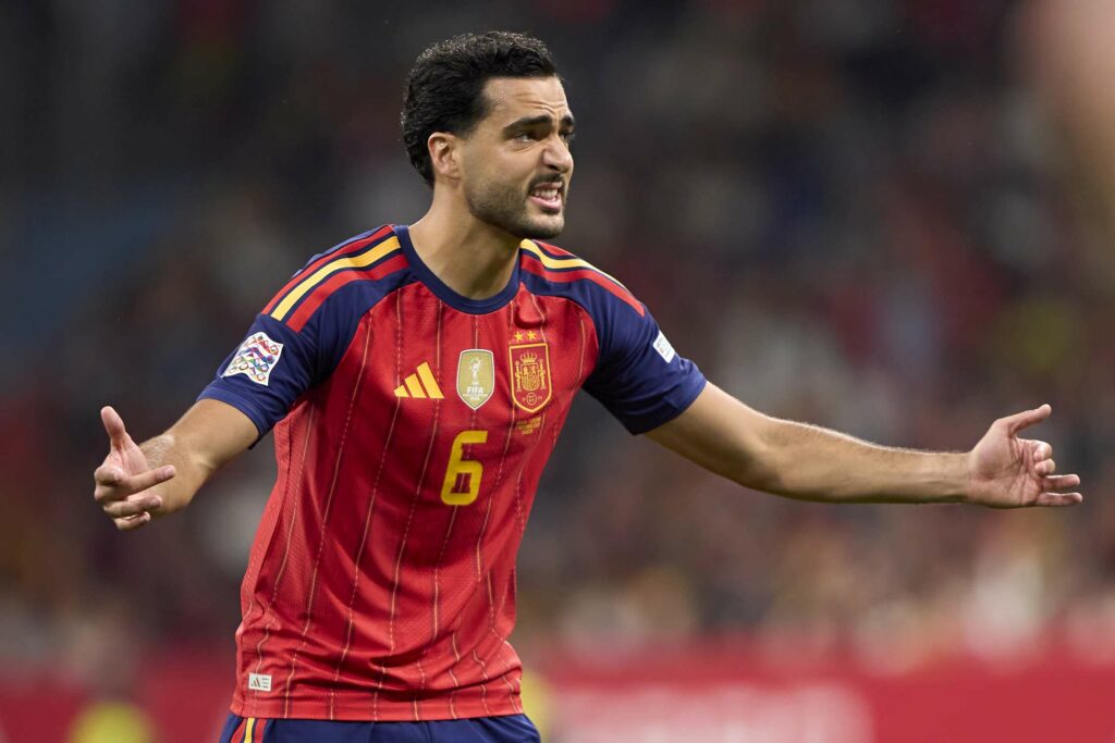 OVIEDO, SPAIN - OCTOBER 03: Mikel Merino of Spain reacts during the UEFA Nations League 2026/27 group phase match between Spain and Czechia at Carlos Tartiere on October 03, 2026 in Oviedo, Spain. (Photo by Jose Manuel Alvarez Rey/Getty Images)