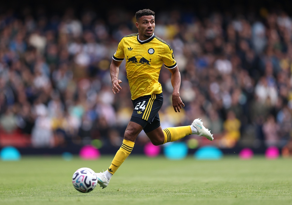 James Justin of Leeds United during the Premier League 2026/27 match between Arsenal FC and Leeds United at Emirates Stadium on October 10, 2026 in London, England. (Photo by Julian Finney/Getty Images)