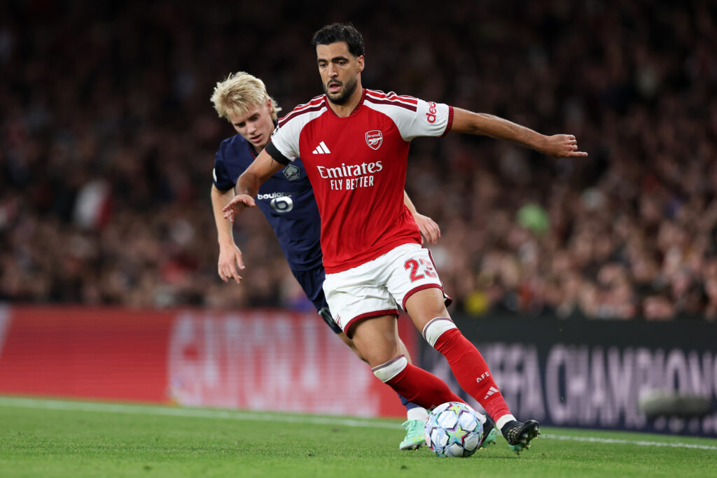 LONDON, ENGLAND - OCTOBER 13: Mikel Merino of Arsenal during the UEFA Champions League 2026/27 League Phase MD2 match between Arsenal FC and LOSC Lille at Arsenal Stadium on October 13, 2026 in London, England. (Photo by Justin Setterfield/Getty Images)