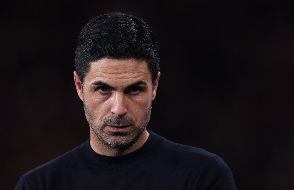 Mikel Arteta, manager of Arsenal during the UEFA Champions League 2026/27 League Phase MD2 match between Arsenal FC and LOSC Lille at Arsenal Stadi...
