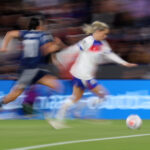 LEICESTER, ENGLAND - OCTOBER 13: Alessia Russo of England runs with the ball during the FIFA Women's World Cup 2027 Women's European Qualifiers Play-offs Round 1: Second Leg between England and Greece at The King Power Stadium on October 13, 2026 in Leicester, England. (Photo by George Wood/Getty Images)