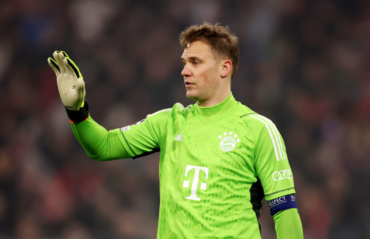 MUNICH, GERMANY - APRIL 17: Manuel Neuer of Bayern Munich looks on during the UEFA Champions League quarter-final second leg match between FC Bayer...