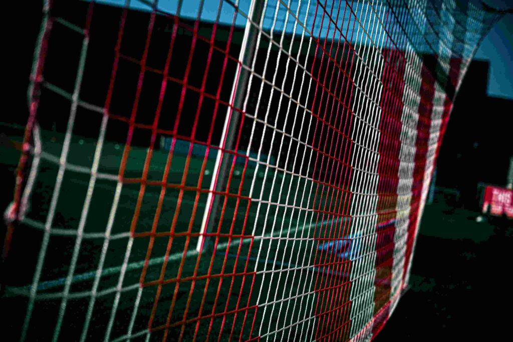 FLEETWOOD, ENGLAND - OCTOBER 17: (EDITOR'S NOTE: Tonal effects have been applied to this image). A detailed view of the netting on the goals before the Sky Bet League Two 2026/27 match between Fleetwood Town and Rotherham United at Highbury Stadium on October 17, 2026 in Fleetwood, England. (Photo by Ben Roberts Photo/Getty Images)