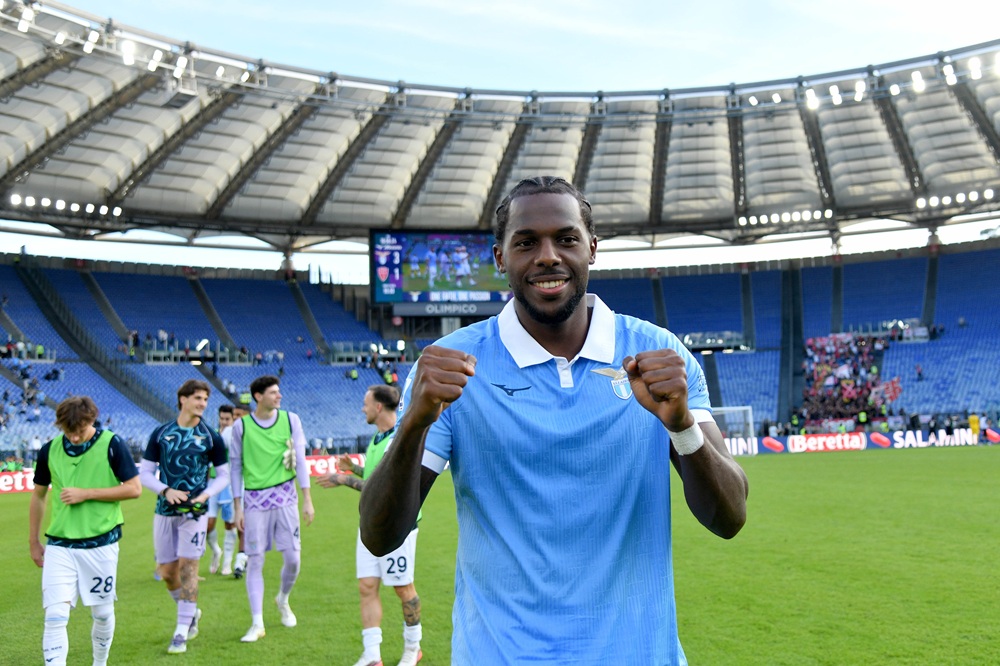 Nuno Tavares of SS Lazio celebrates winning the game after the Serie A match between SS Lazio and AC Monza at Stadio Olimpico on October 11, 2026 in Rome, Italy. (Photo by Marco Rosi - SS Lazio/Getty Images)