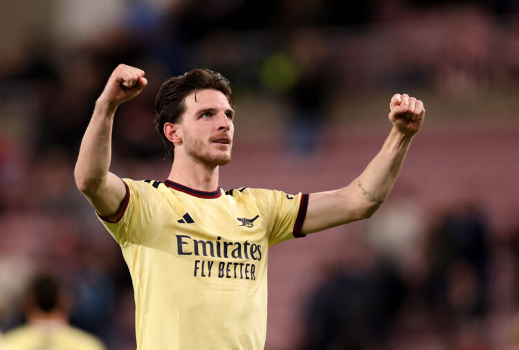 SUNDERLAND, ENGLAND - SEPTEMBER 12: Declan Rice of Arsenal celebrates during the Premier League 2026/27 match between Sunderland and Arsenal FC at ...