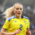 GOTHENBURG, SWEDEN - APRIL 14: Smilla Holmberg of Sweden looks on during the 2027 FIFA Women's World Cup Qualifier between Sweden and Denmark at Gamla Ullevi on April 14, 2026 in Gothenburg, Sweden. (Photo by Linnea Rheborg/Getty Images)