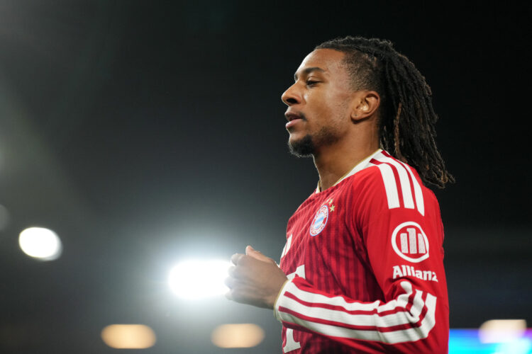 STAVANGER, NORWAY - OCTOBER 13: Michael Olise of FC Bayern Munich looks on during the UEFA Champions League 2026/27 League Phase MD2 match between ...