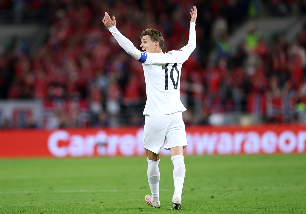 Arsenal international makes it 16 g/a in 15 games with latest assist 1 Martin Odegaard of Norway reacts during the UEFA Nations League 2026/27 group phase match between Wales and Norway at Cardiff City Stadium on Octob...