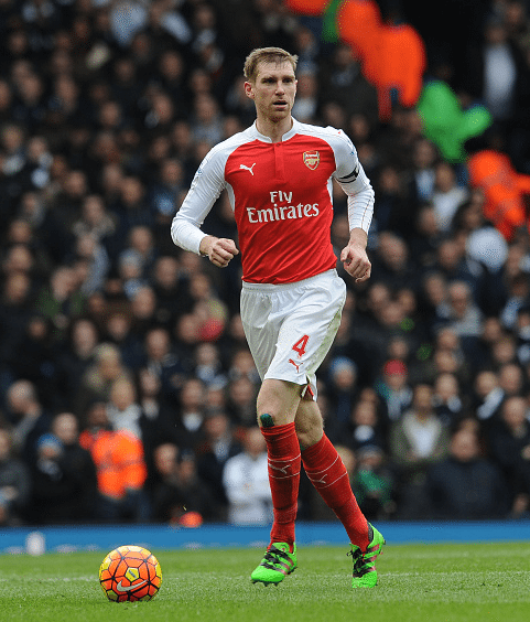 Per Mertesacker of Arsenal during the Barclays Premier League match between Tottenham Hotspur and Arsenal at White Hart Lane on March 5, 2016 in London, England.