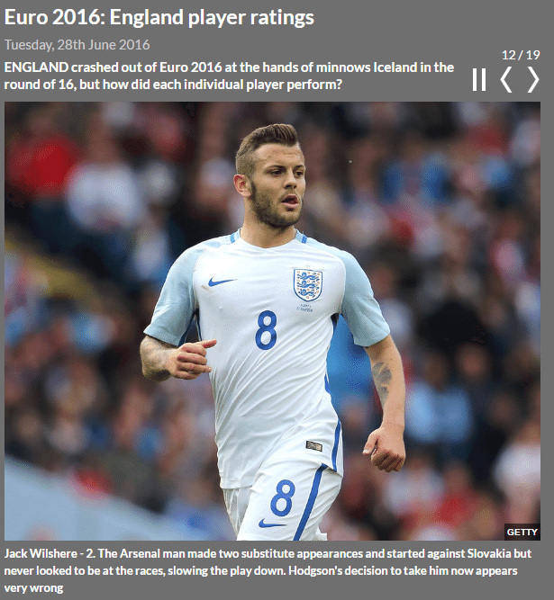 daily star wilshere england rating