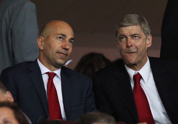 Arsene Wenger manager of Arsenal (right) and Ivan Gazidis, CEO of Arsenal. Picture: Clive Rose/Getty Images